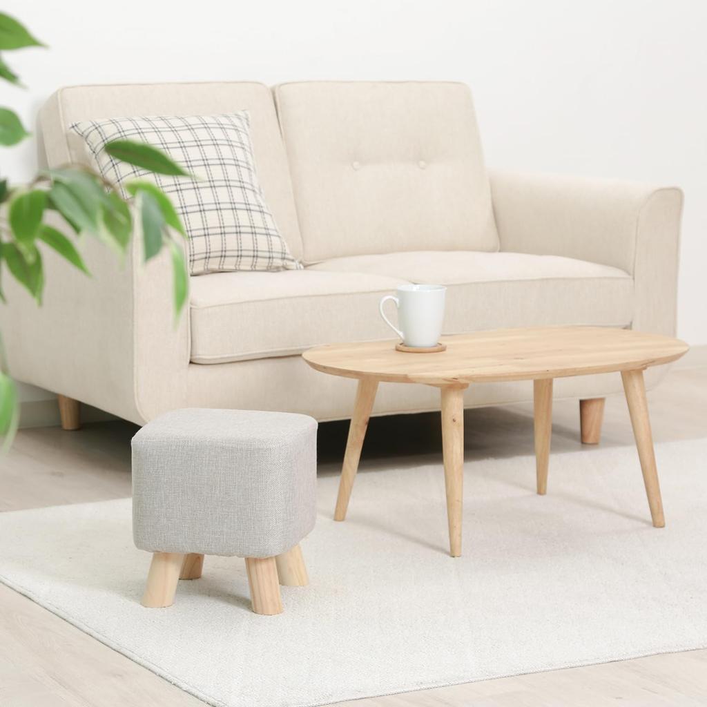 Fuji Boeki Fabric Stool, Square, Mini Size, Beige, 16444, 26.5cm (W) X 26.5cm (D) X 27cm (H)