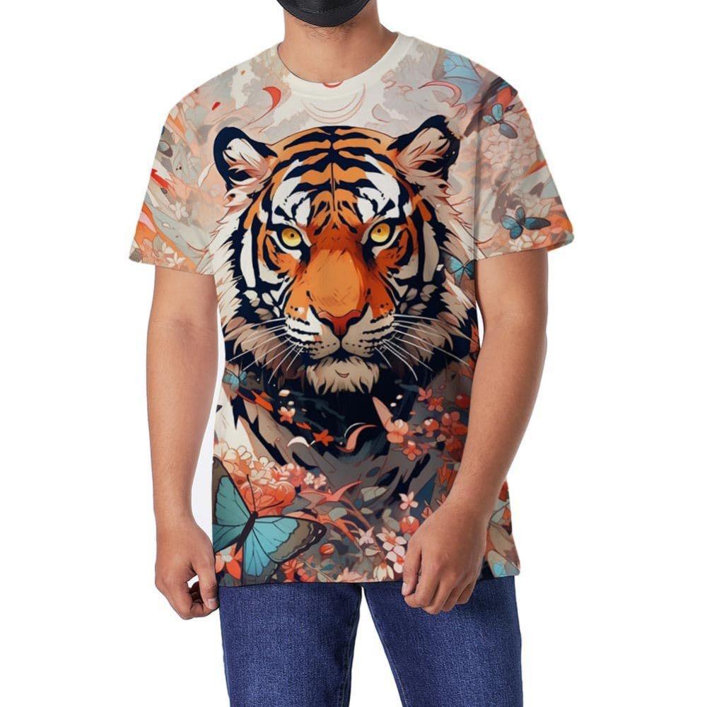 Fierce Animal Series 3D Digital Printed Men's Street Trendy Round Neck Short Sleeved T-shirt