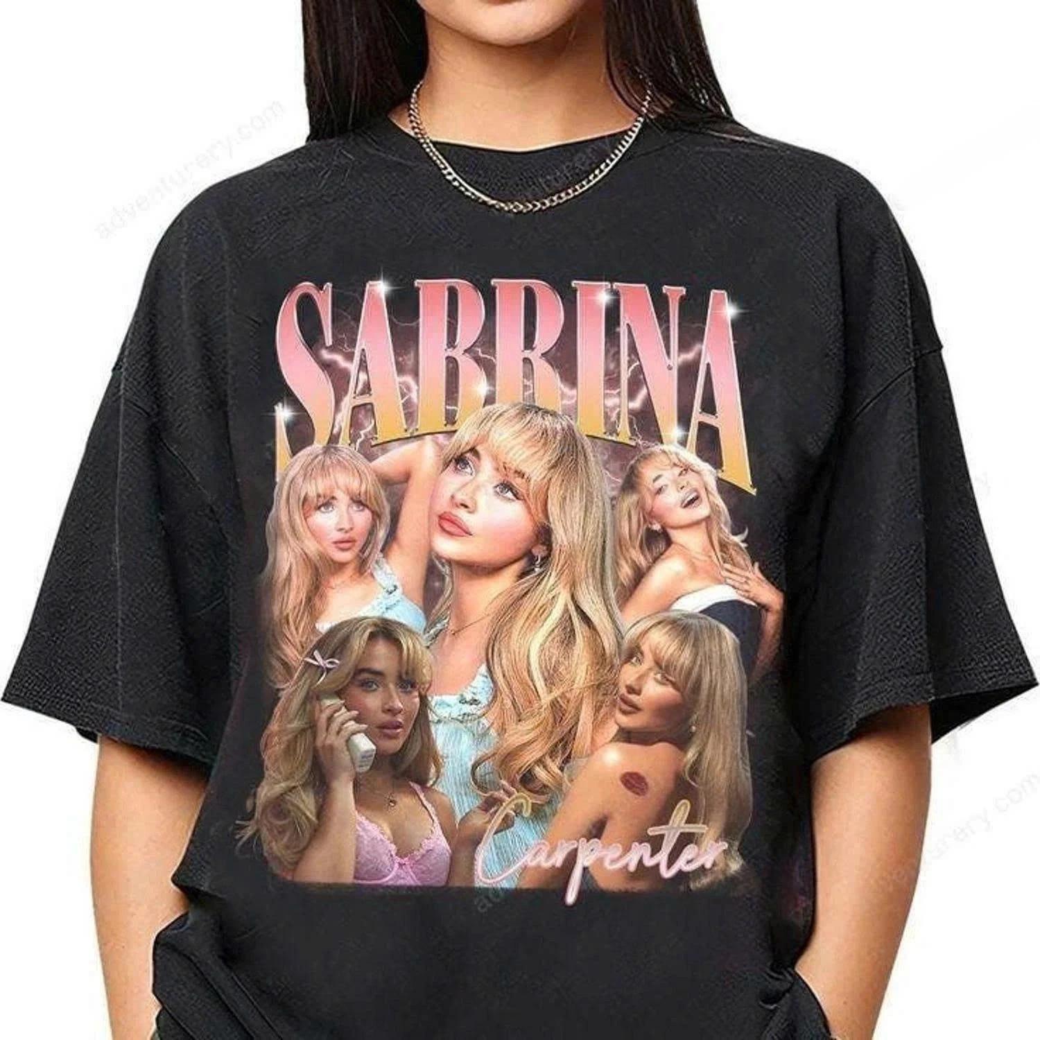 Vintage Musik Sänger Trendig Sabrina Grafik T-Shirt Benutzerdefiniert Unisex T-Shirt S beige