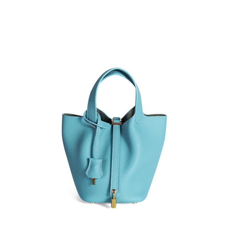 [New] High-quality First-layer Cowhide Niche Vegetable Basket Handbag Female, Genuine Leather Large-capacity High-end Bucket Bag