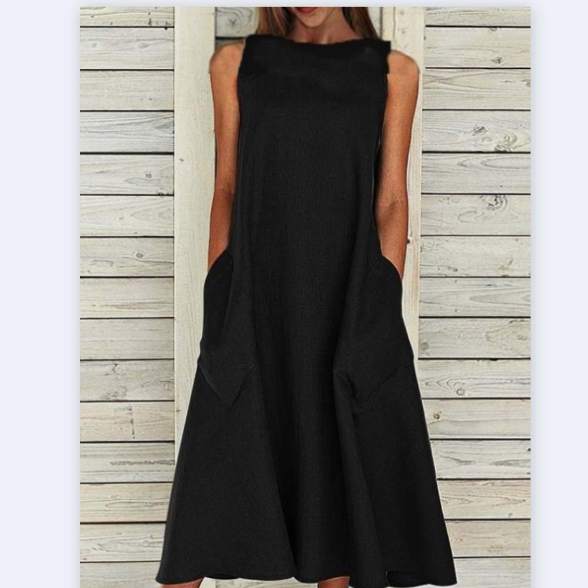 

Женское длинное платье макси, женское летнее платье без рукавов с круглым вырезом, повседневные длинные платья, платье из полиэстера 3XL чёрный