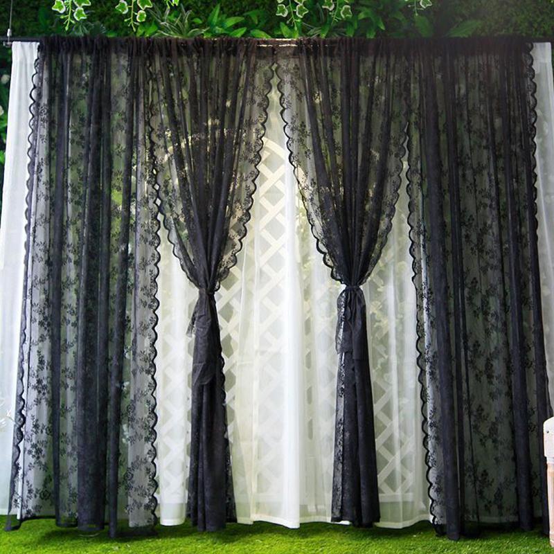White Lace Curtain Living Room Decorative Curtain Door Window Cabinet Curtains Bedroom Floating Tulle Sheer Window Shade