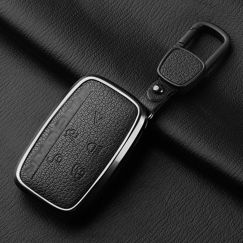 Aluminiumlegierung Ziegenleder Auto Schlüsselhülle Abdeckung für Jaguar JLR XF XJ XE XJL XFL I-PACE E-PACE F-Pace Auto Schlüsselhülle Schutz Fob