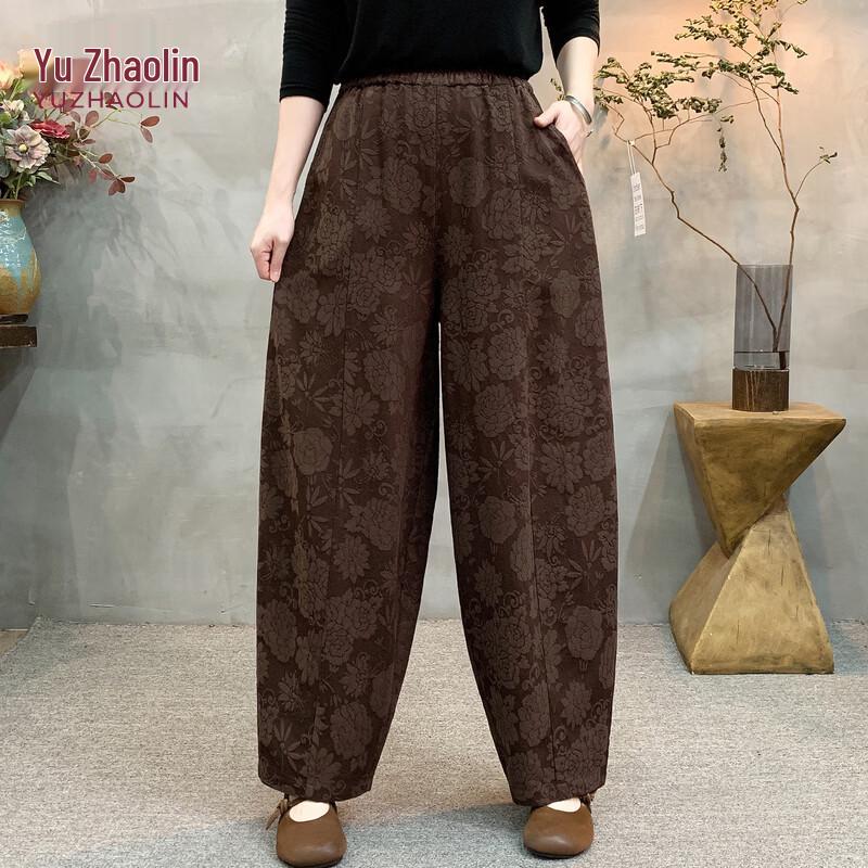 YUZHAOLIN Women s Cotton Linen Jacquard Harem Pants X1