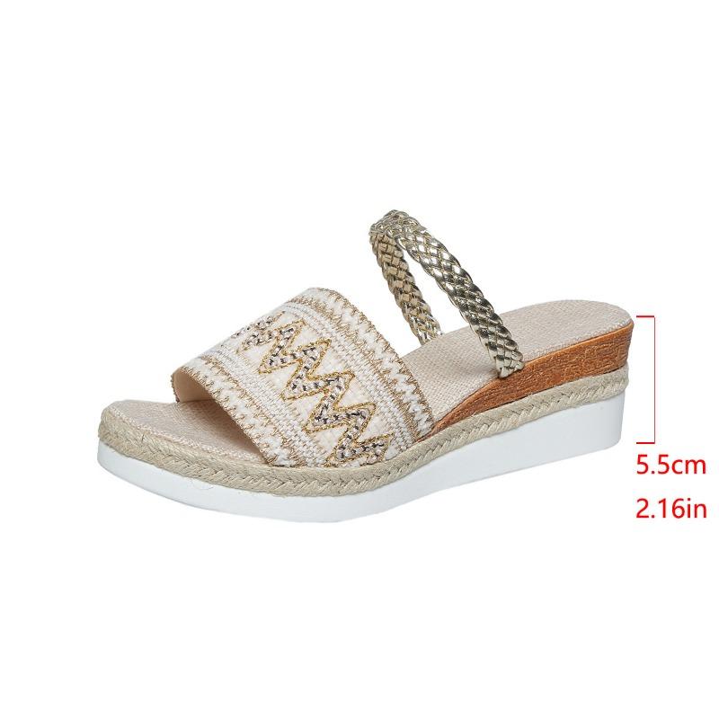 Summer New Wedge Heel Platform Women's Shoes Large Size with Casual Wedge Heel Slippers