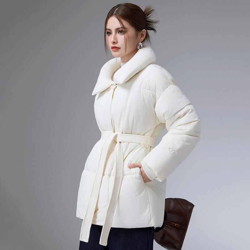 

VEZFAA Женская Мода Повседневные Осенне-Зимние Однотонные Куртки и Пальто с Принтом, Пуховики L белый