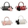 Polka Dot Pu Material Circular Tote Bag For Women With Zipper Closure For Daily Use
