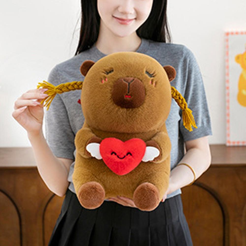 Love Heart Capybara Cotton Doll Fluffy Capybara Stuffed Doll Kawaii Capybara Plush Toy Birthday