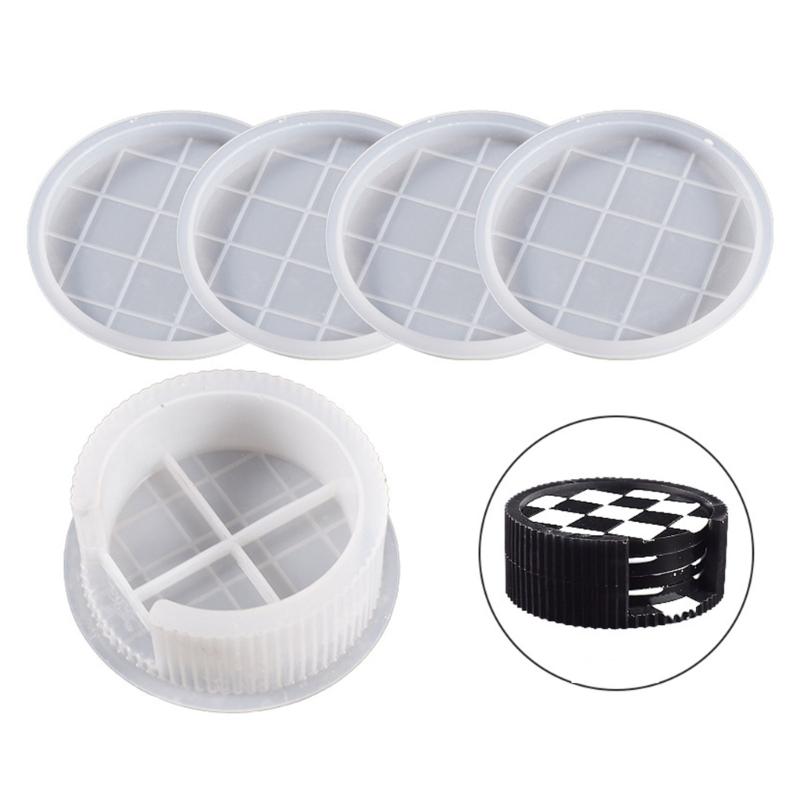 1/5x Coaster Resin Casting Moulds Round Octagon Epoxy Casting Mould Resin Tray Coaster Mould Kit DIY Craft Home Ornament