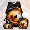 Football Cartoon Print Junior High School Backpack Three-Piece Children'S Schoolbag Primary School Backpack