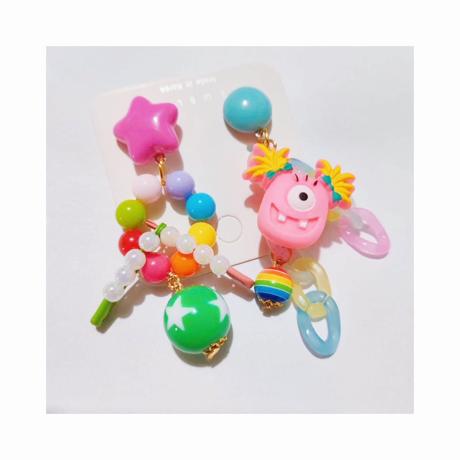 

Причудливые асимметричные серьги-монстры из бисера из серебра 925 пробы для женщин