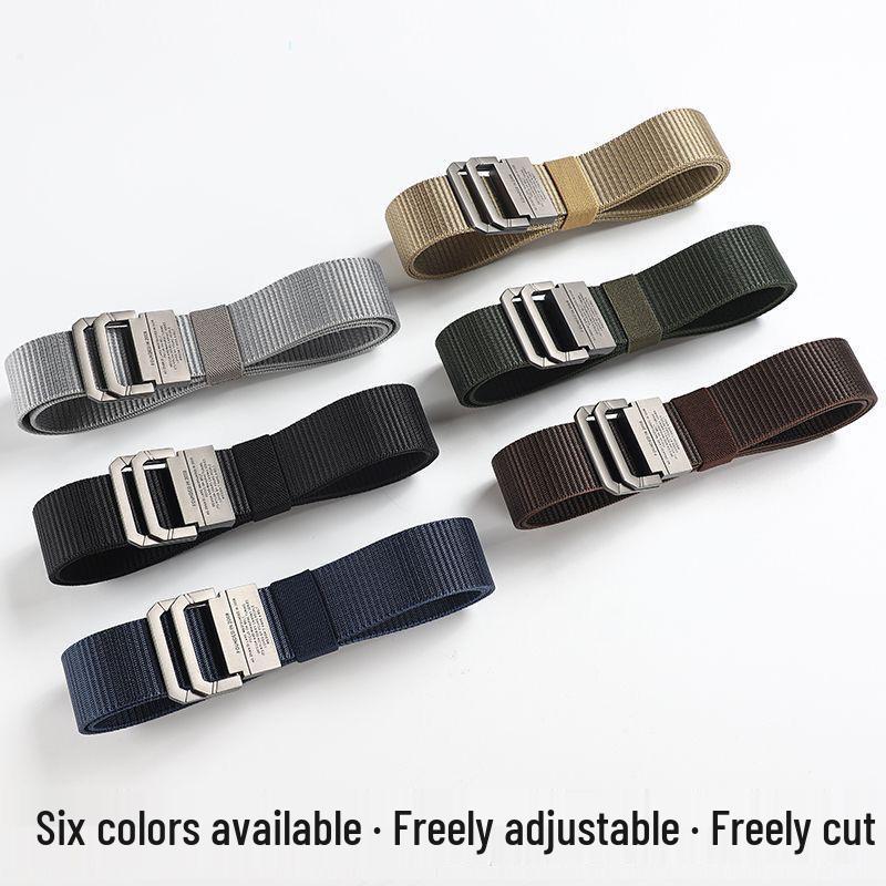 

Men s Double Ring Buckle Canvas Belt - Casual Military Style for Teens & Students 120cm Length, 3.8cm Width кофейный