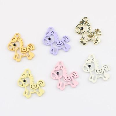 5 Stück Hohlfarbener Pferdeanhänger Minimalistische Charms Legierung Pony Schmuckherstellung Ohrringe Armband Halskette DIY Zubehör