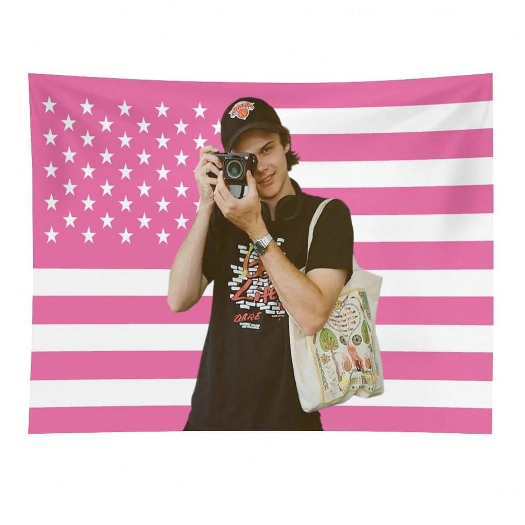 1pc Conrad Fisher Flag Christopher Briney Merch Dorm Room Essentials Pink American Flag Celebrity Hanging Wall Tapestry Art