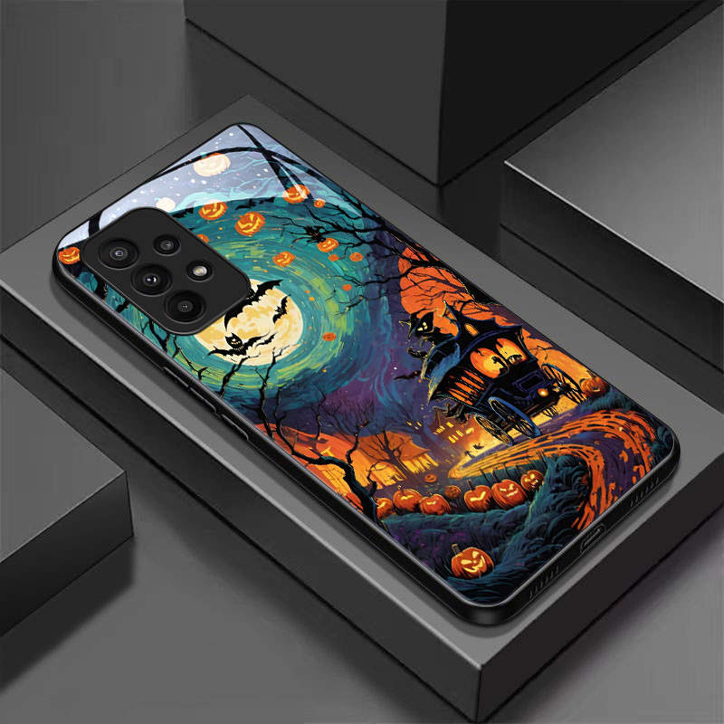 Handyhülle Glas TPU Handyhülle für Samsung Galaxy S26 S25 S24 S23 S22 S21 FE, Ultra, Plus Stoßfest Halloween-Thema