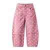 Women's Polka Dot Cropped Jeans Loose Fit Mid Curved Leg Casual Denim Pants