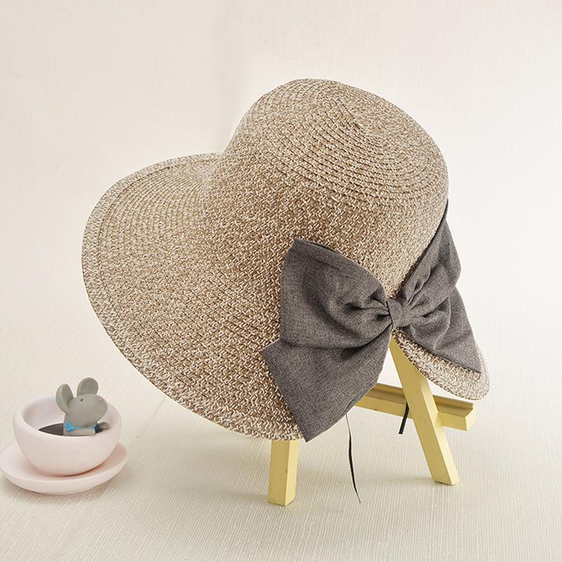 New women's sunshade, beach hat women, split-ended big bow fashion travel sunscreen big edge straw hat