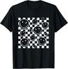 Retro Happy Face Checkered Flag Pattern For Women Men Kids T-Shirt Unisex T-Shirt