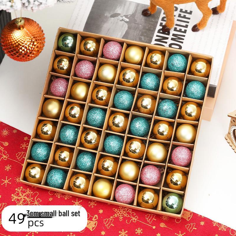 Box of 49 Electroplated Shiny 3cm Christmas Ball Ornaments for Tree Decoration and Scene Arrangement