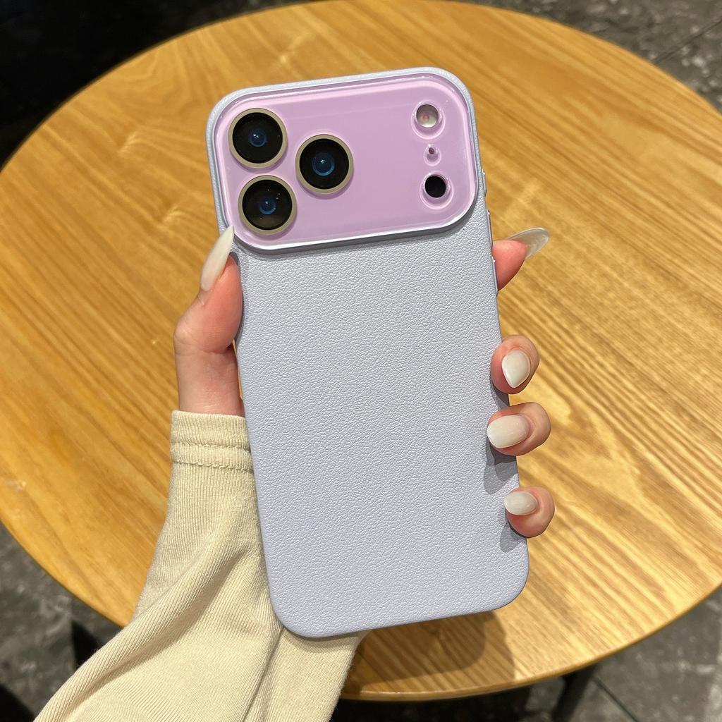 Simple lychee pattern lens is suitable for iPhone16Pro max Apple 17 mobile phone case 14/15 advanced hard case