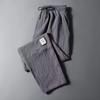 Men's Summer Ice Silk Linen Casual Nine-Point Pants - Loose, Straight, Korean Style