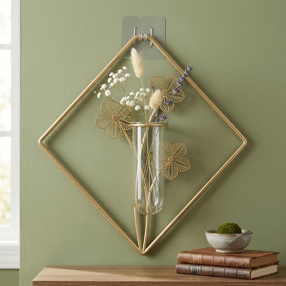 Vase Hydroponic Plant Holder Flower Pot Wall Hanging Planter Shelf Wall Decoration  Modern Room
