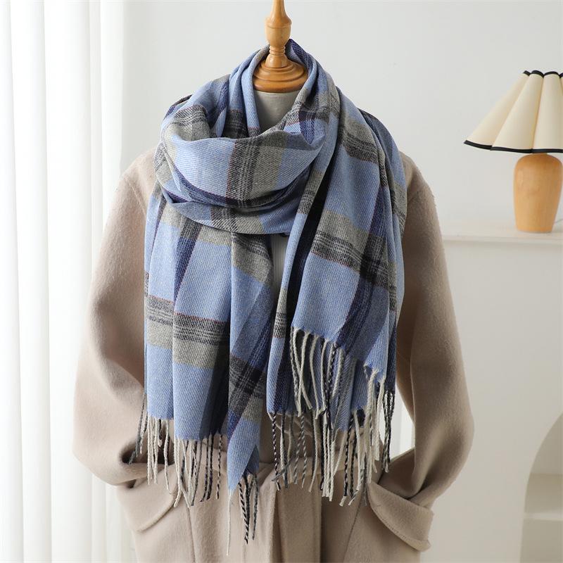 

Корейский шарф-сетка из искусственного кашемира для мужчин и женщин, модный теплый шарф на осень-зиму, шаль с кисточками, утолщенный длинный шарф с кисточками 210X70cm