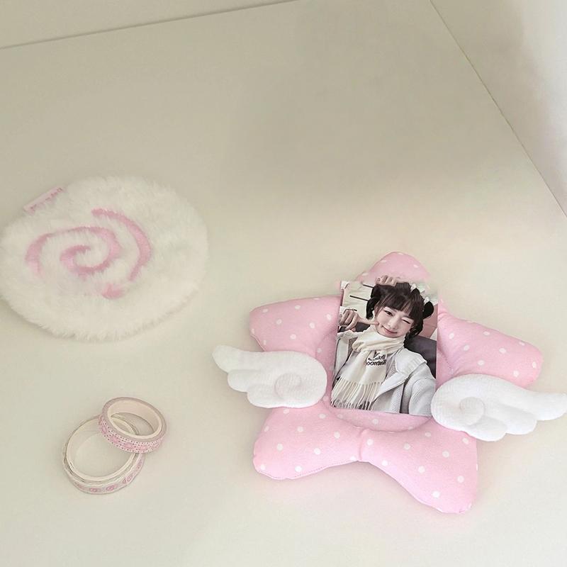 Blue Pink Polka Dot Star Wings Cushioned Heat Resistant Cup Coaster Korean Style Insulated Cup Mat Table Home Decor Photo Prop