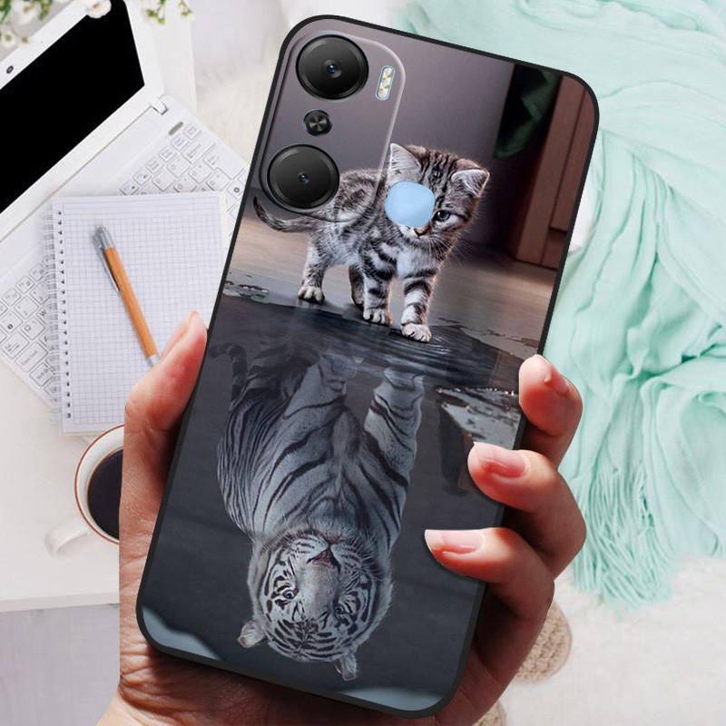 For Infinix Hot 12 Pro Case Black Cover Lion Wolf Silicone Soft Back Cases For Infinix Hot 12i Hot12 Pro / Hot 20 5G Case Shell