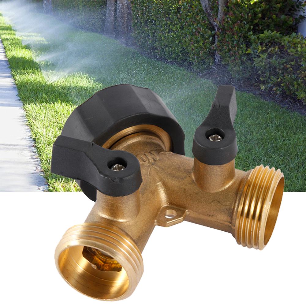 Brass Garden Hose Splitter 3/4 Inch Thread Y Valve Hose Connector Adjustable Switch Controller Garden Water Hose Adapter 2 Way
