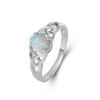 WOSIKATE Fashion White Opal Ring For Women   CopperLight Luxury Hollow Design Simple  Jewellery Ring Size 6-10