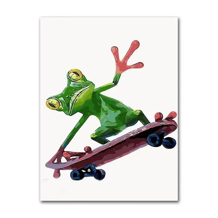 Cute Frog Graffiti Art Canvas Painting Abstract Animals Posters And Prints on Canvas Wall Art Picture For Home Living Room De