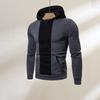 Men Fall Winter Hoodie Colorblock Drawstring Long Sleeves Big Pocket Hooded Retro Thin Loose Daily Wear Casual Sport Top