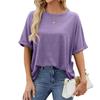2024 European and American Plus Size Solid Color Loose Short Sleeve Round Neck Women's T-Shirt