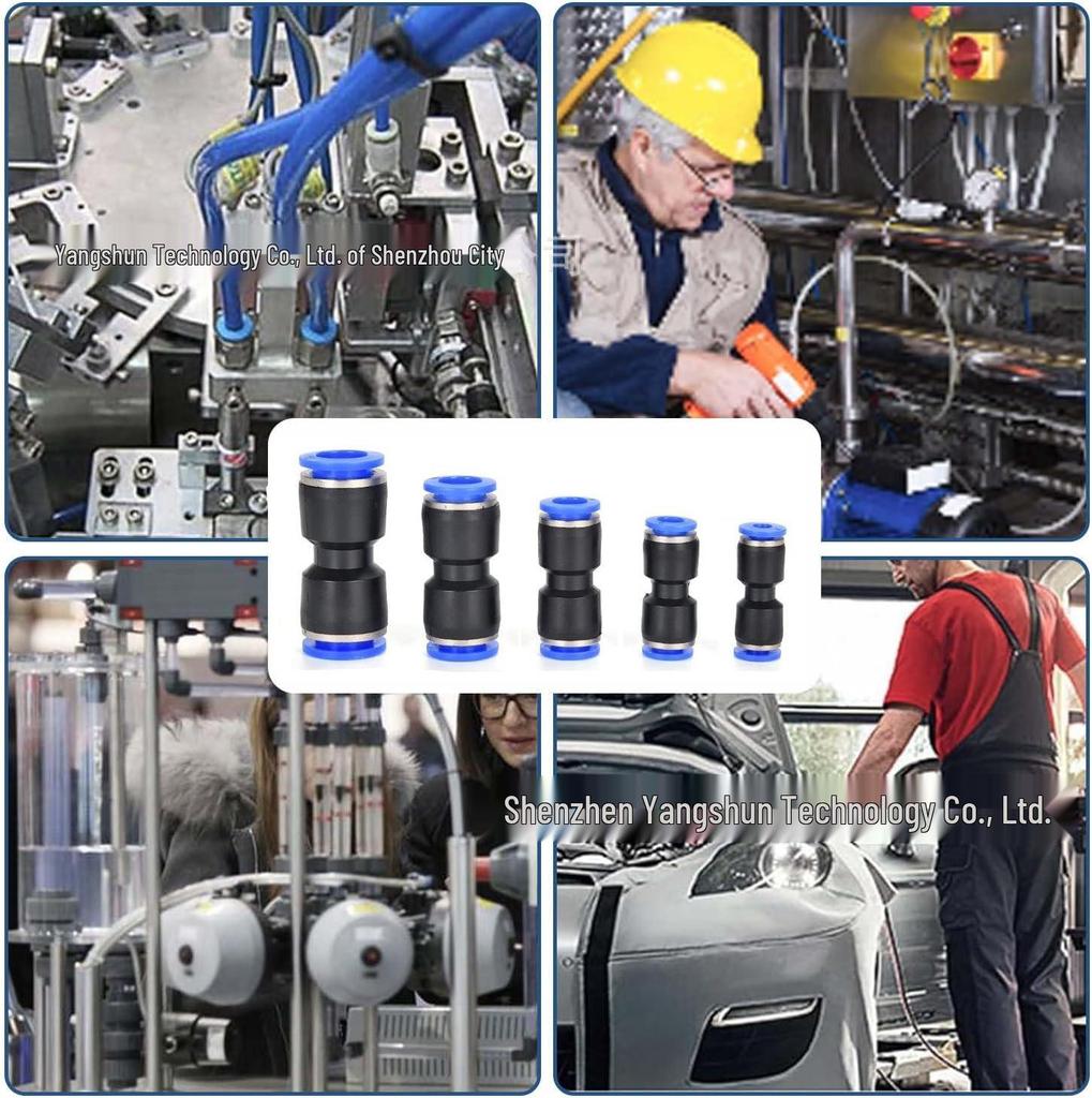 Box of 50 Two-Way Pneumatic Connectors 4-12mm Quick Air Hose Push-Fit