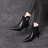 Pointed Toe Leather Warm Autumn Winter Female Short Shoes Elegant with Medium Heels Booties 2025 Hot Women's Ankle Boots