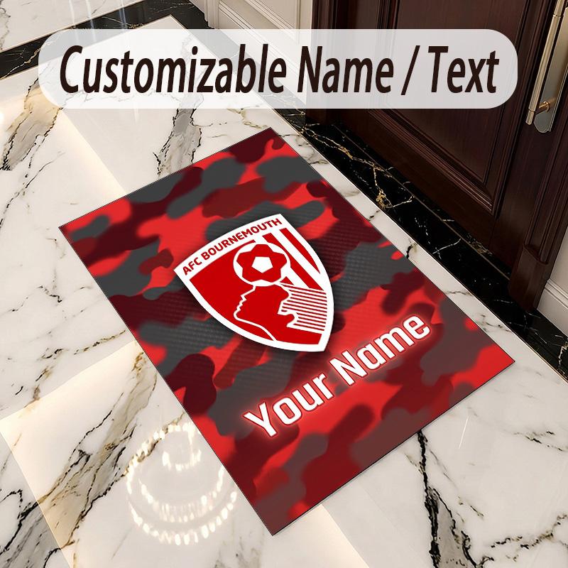Crystal Velvet Rug Bournemouth Football Print Custom Name Text Floor Mat Home Decor