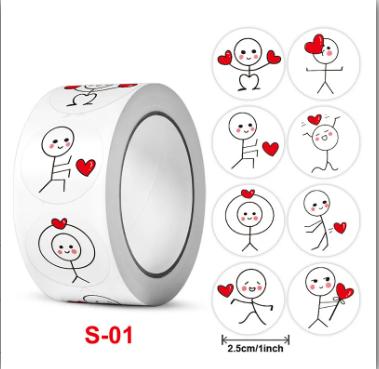 20mm/25mm Matchstick Stickers Cartoon Cute Creative Labels Round Stickers Remarks Sealing Stickers 500 Pieces