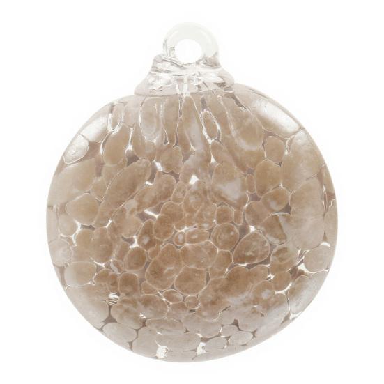 Transparent Glass Bauble with Hanging Rope Hand-Blown Round Disc Ornament, Christmas Tree Decoration Unique Patterned Ornament Hemp for Outdoor Indoor