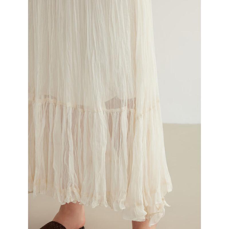 ELLE French Textured Pleated Midi Skirt