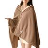 Electric Blanket USB-Powered Hooded Zipper Closure Solid Color Heated Shawl Wraps Winter Warm Quick Heating Blanket