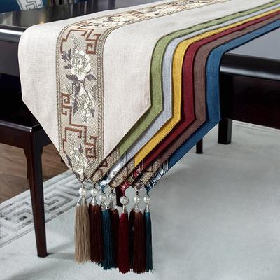 Nouveau Style chinois rétro drapeau de Table Jacquard frangé tricot Table drapeau haut de gamme nappe et thé nappe chemin de Table