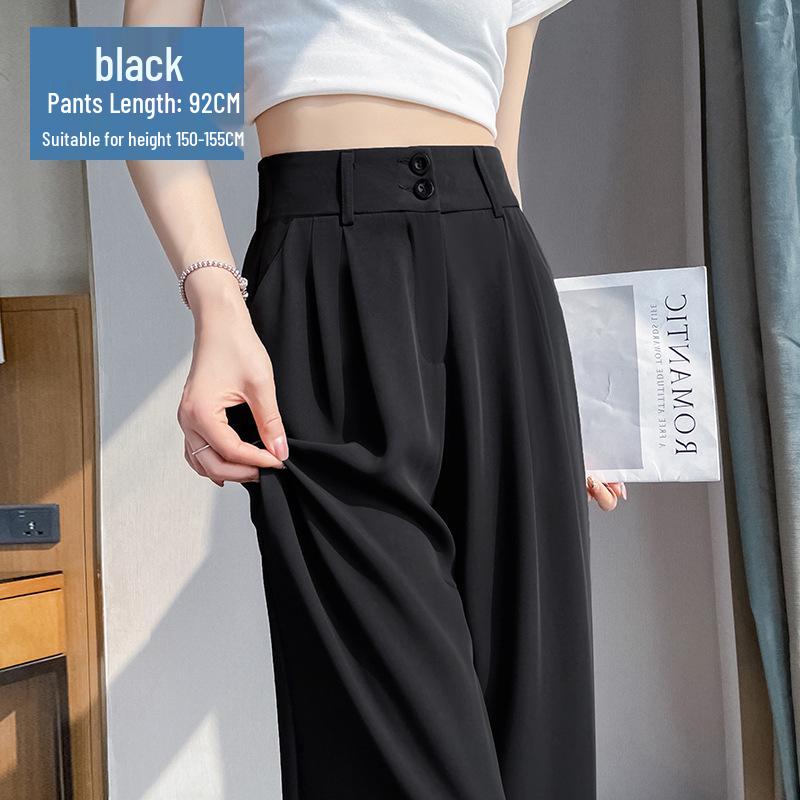 Women's 2024 Summer White Ice Silk Wide-Leg Suit Pants