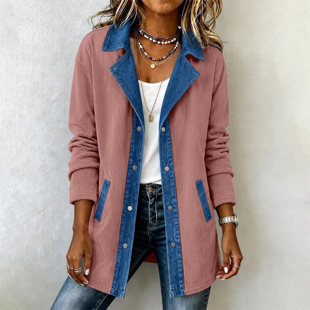Women's Casual Denim Patchwork Jacket for Daily Wear