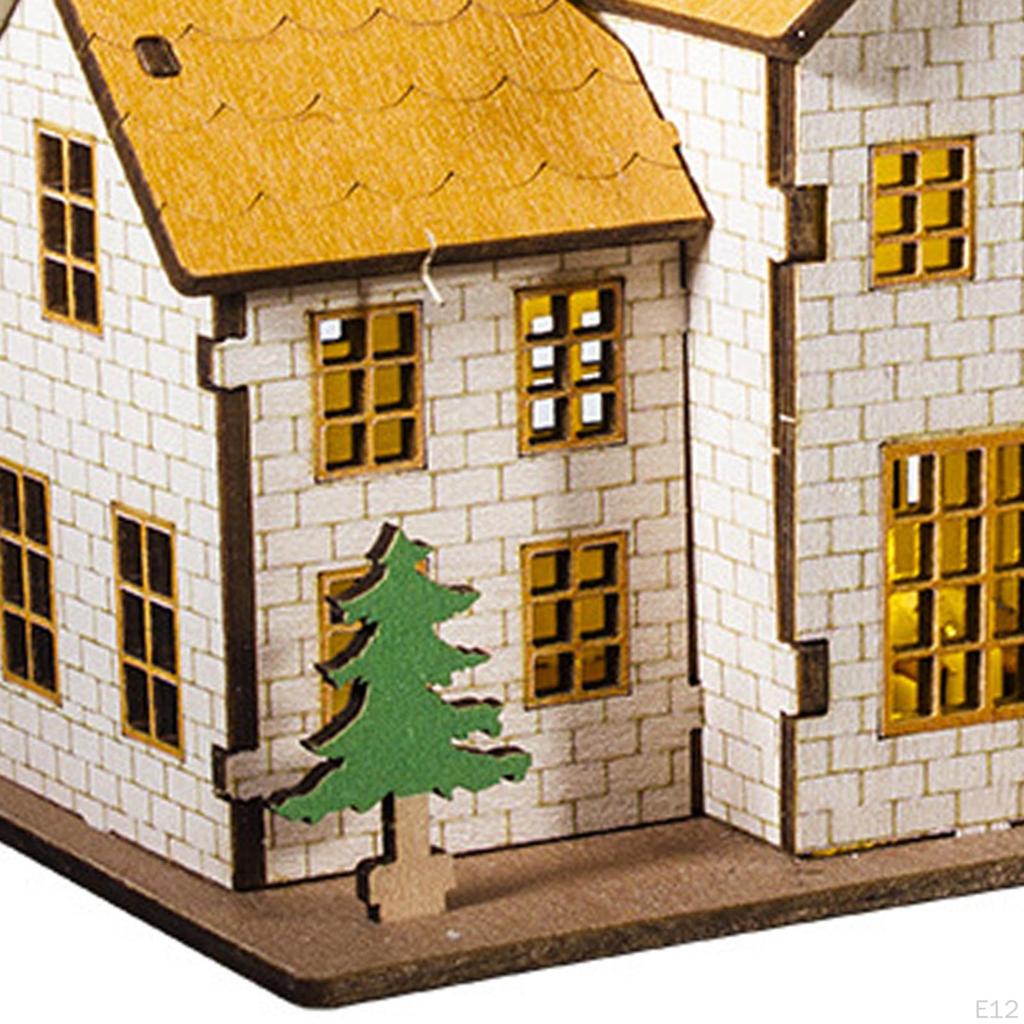 Beleuchtetes Miniaturhaus Weihnachtshütte Modell Stadtgebäude Geschenk Tiny Mockup Holz