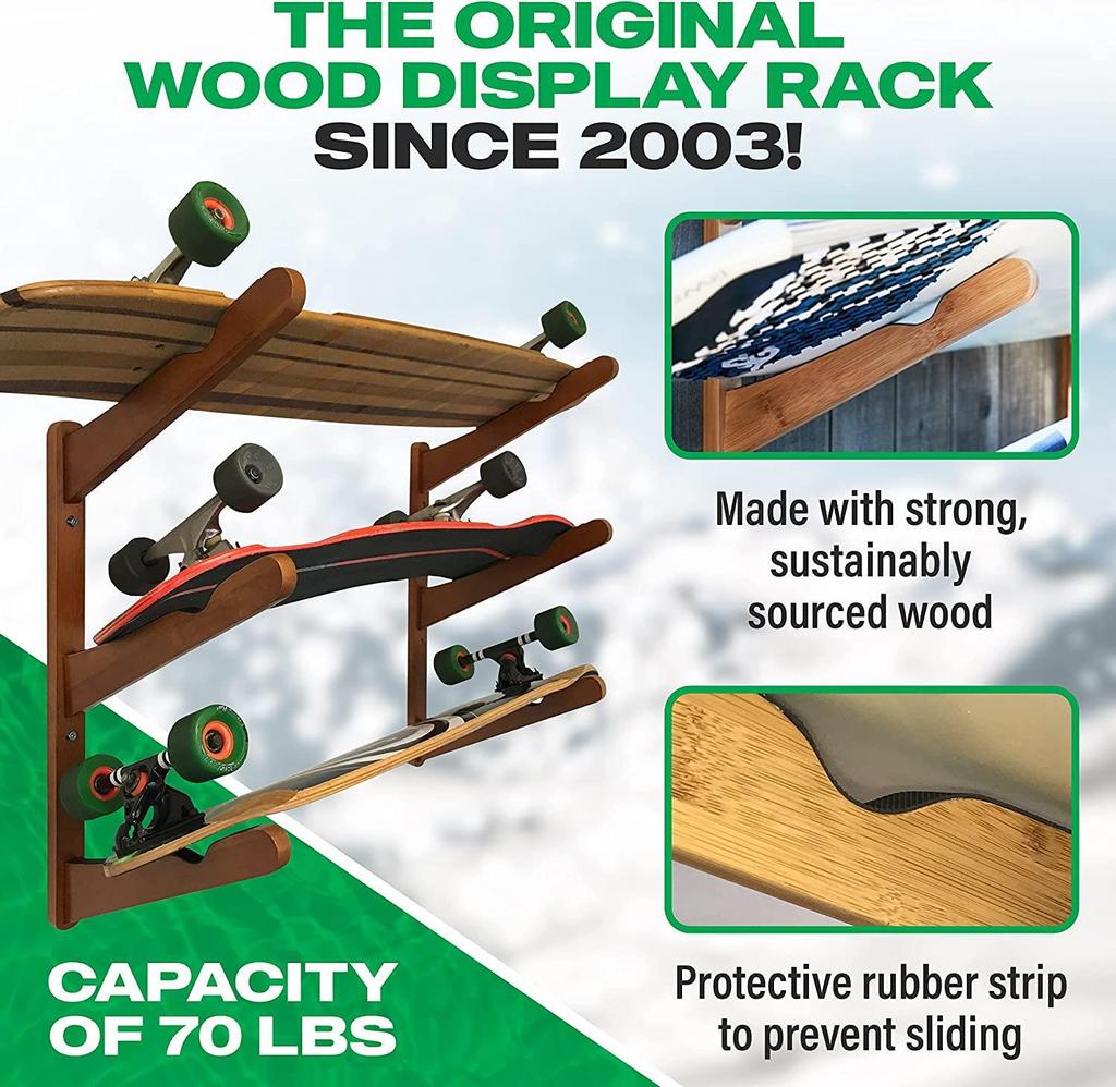 Bamboo Surf and Skateboard Multi-Layer Wall Rack