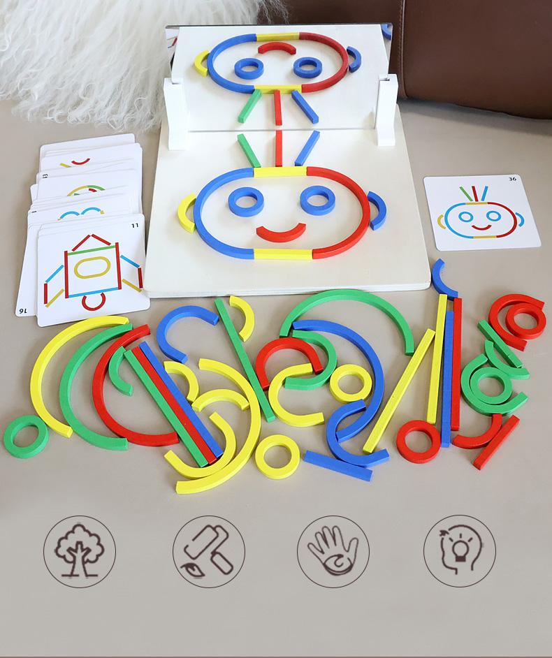 Good Quality Wooden Creative Sticks And Rings Puzzle Intelligence Game Montessori Early Childhood Educational Toys For Kids Gift