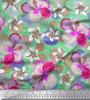 Soimoi Japan Crepe Satin Fabric Leaves & Plumeria Flower Decor Fabric Printed Metre 42 Inch