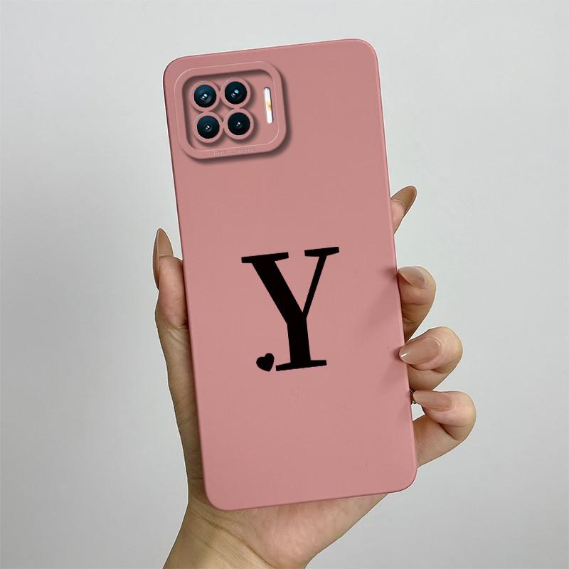 

Phone Case For OPPO A93 2020 Reno 4F F17 Pro Reno 4 lite Cute Initial Letters Square Silicone Shockproof Case OPPO A93 4G Cover OPPO F17 Pro