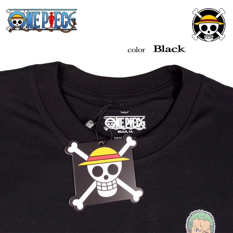 EVERSOUL ONE PIECE Short Straw Hat Character Size L T-Shirt, Sleeve, Zoro, Sanji, Luffy, Chopper, Nami, Pirates, Zoro, Merchandise, Anime, Men's,